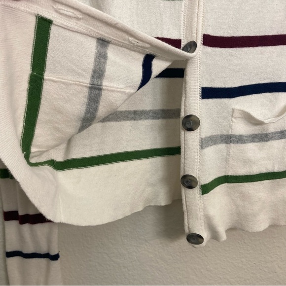 Aeropostale Striped Cardigan - Cream/Brown/Green - Size Large - Picture 2 of 6